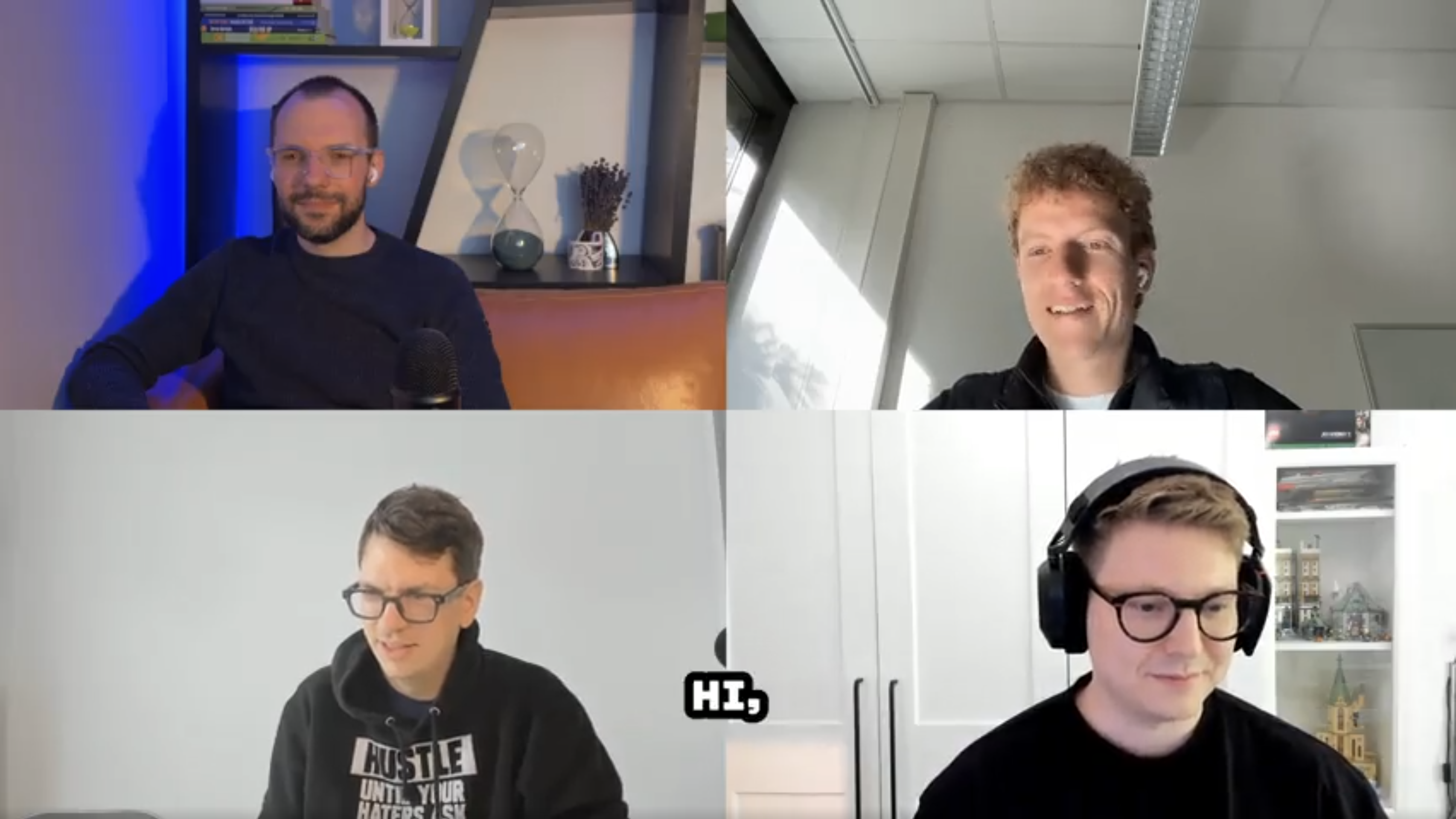 Mattis Sippel als Gast im No Bullshit Founders Podcast – Video-Call mit vier Teilnehmern