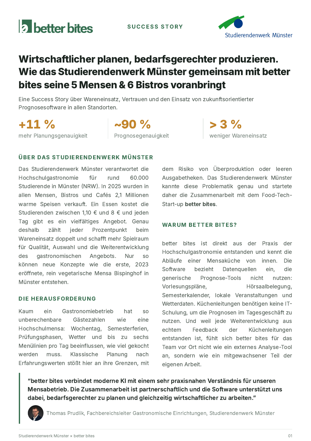 Titelseite der Success Story von better bites und dem Studierendenwerk Münster